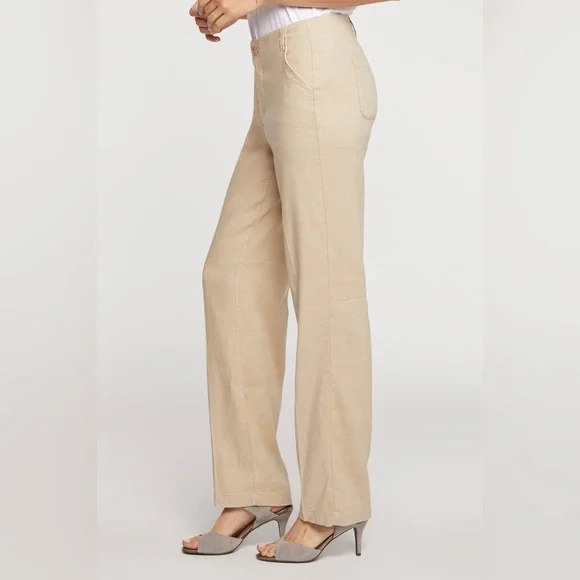 NWT- NYDJ Marilyn Straight Linen Pants in Feather